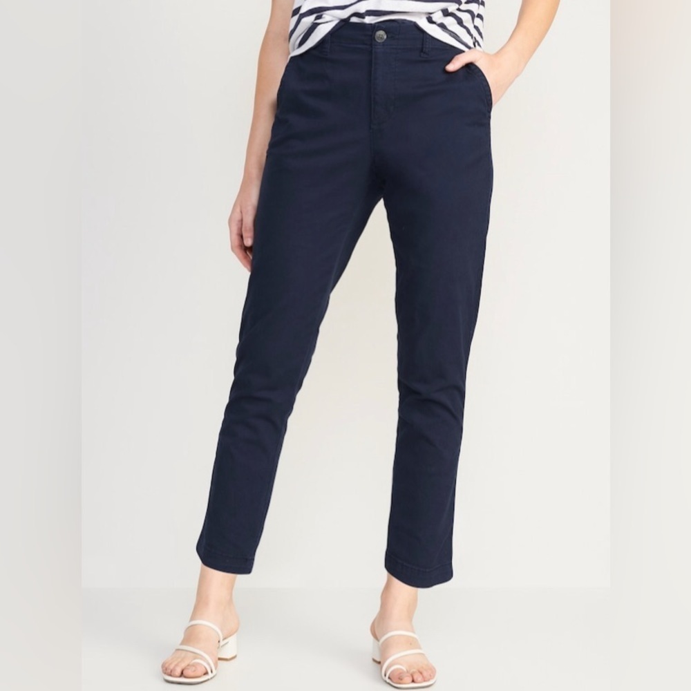 NWT! High-Waisted Navy OGC Chino Pants for Women - Medium Petite 🩷